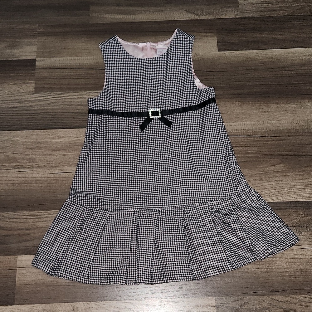 Gymboree Black and Pink Houndstooth Velvet Winter Dress Size 5 Vintage …